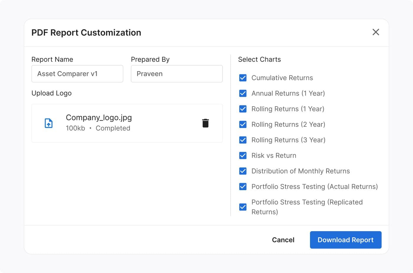 PDF report view