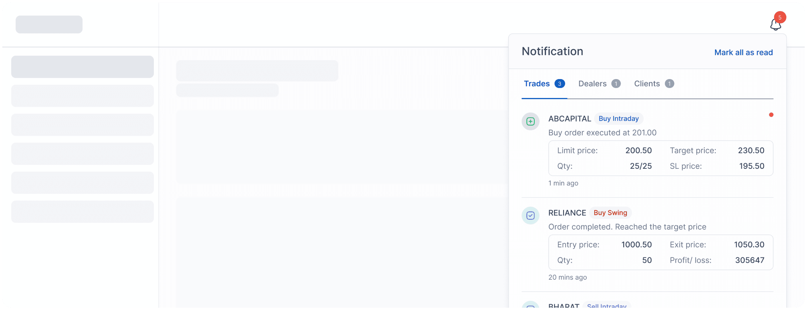 InvestIT notification system interface
