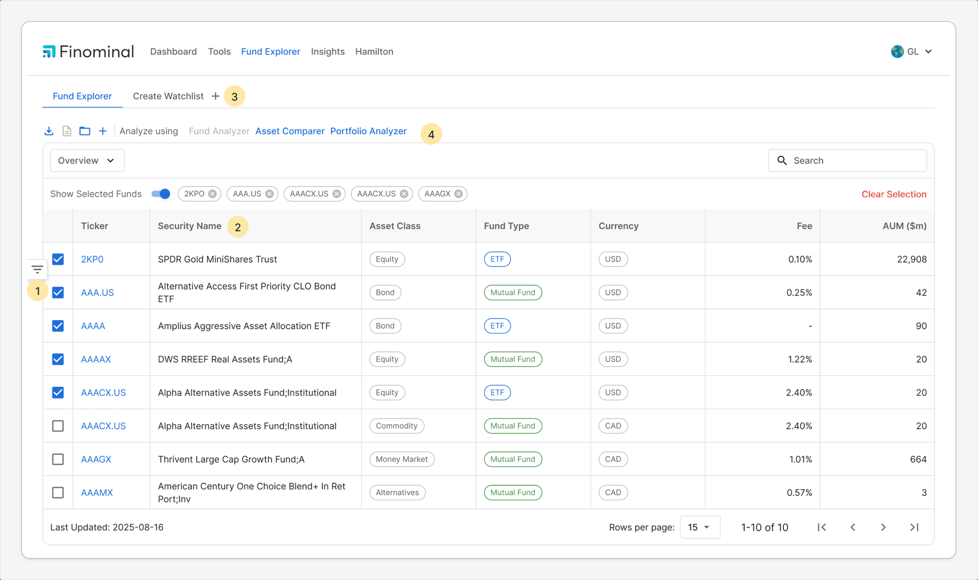 Fund Explorer — current design