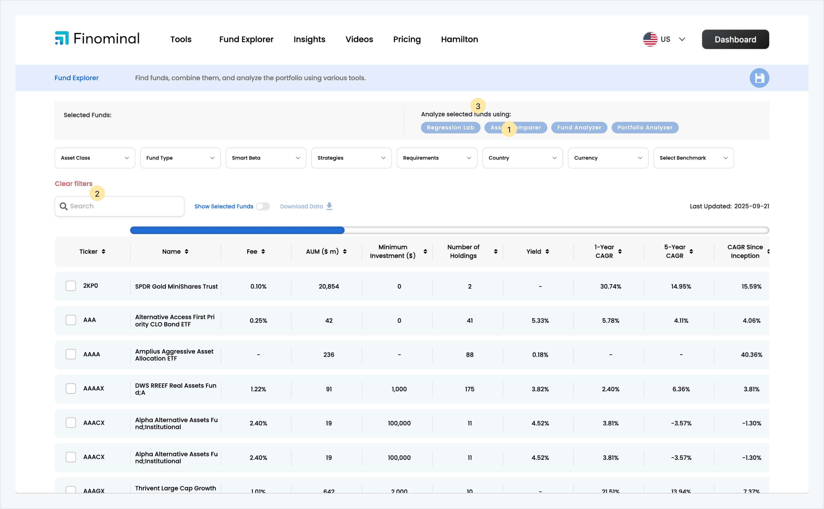 Fund Explorer — existing state